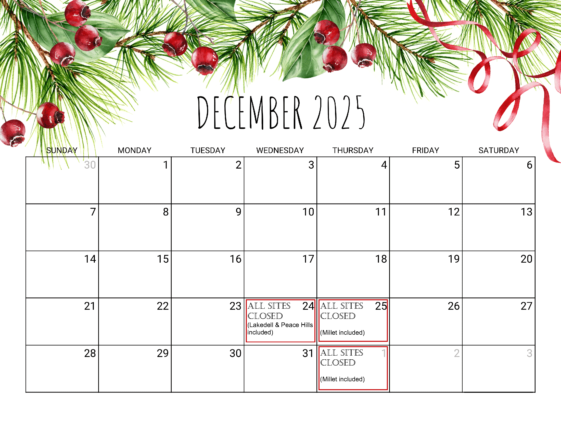 Holiday Transfer Station Hours