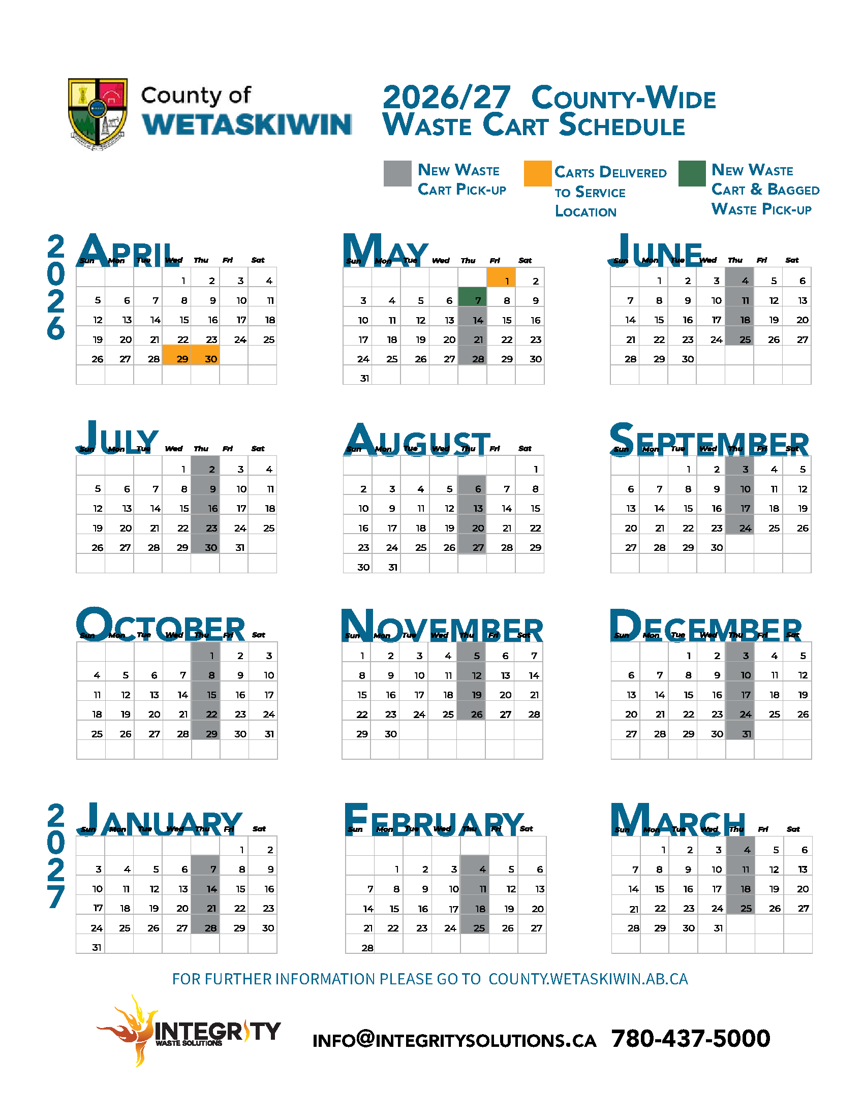 Integrity New Service Provider Cart Placement Schedule 2026 V4